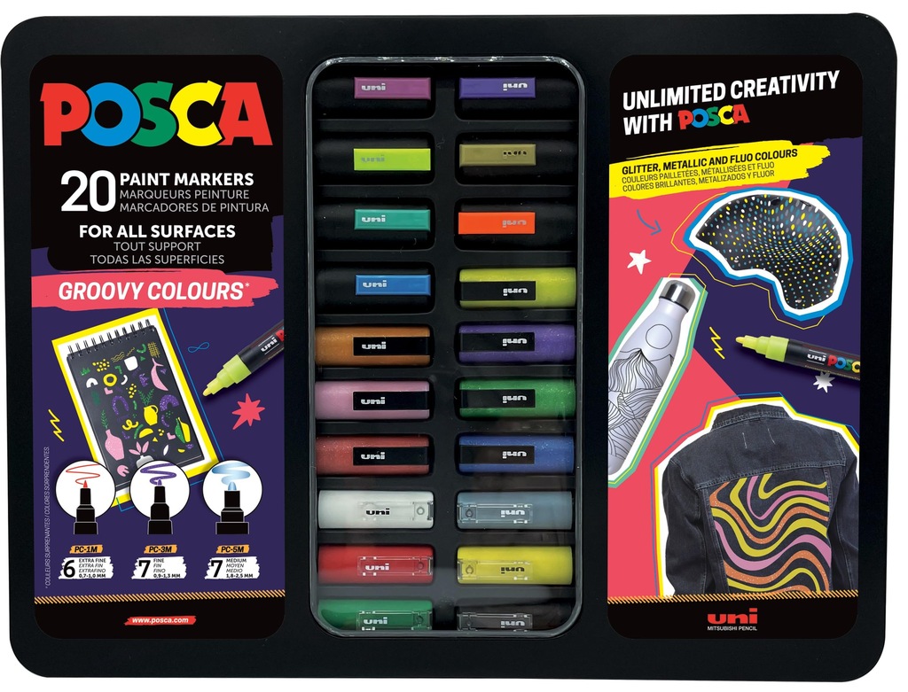 Uni-Ball 186832 - Posca Marker Set, 20 Acrylstifte