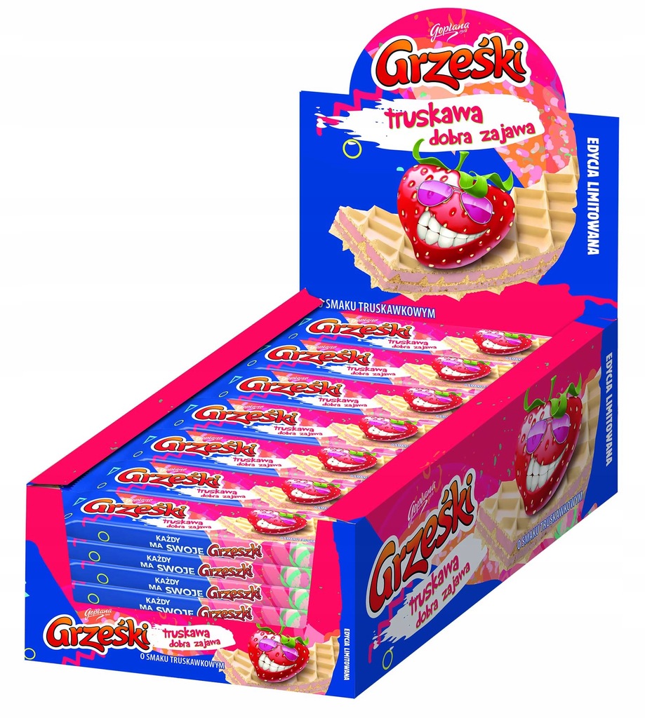 Wafelki Grześki Truskawa dobra zjawa 35g x 35 szt.