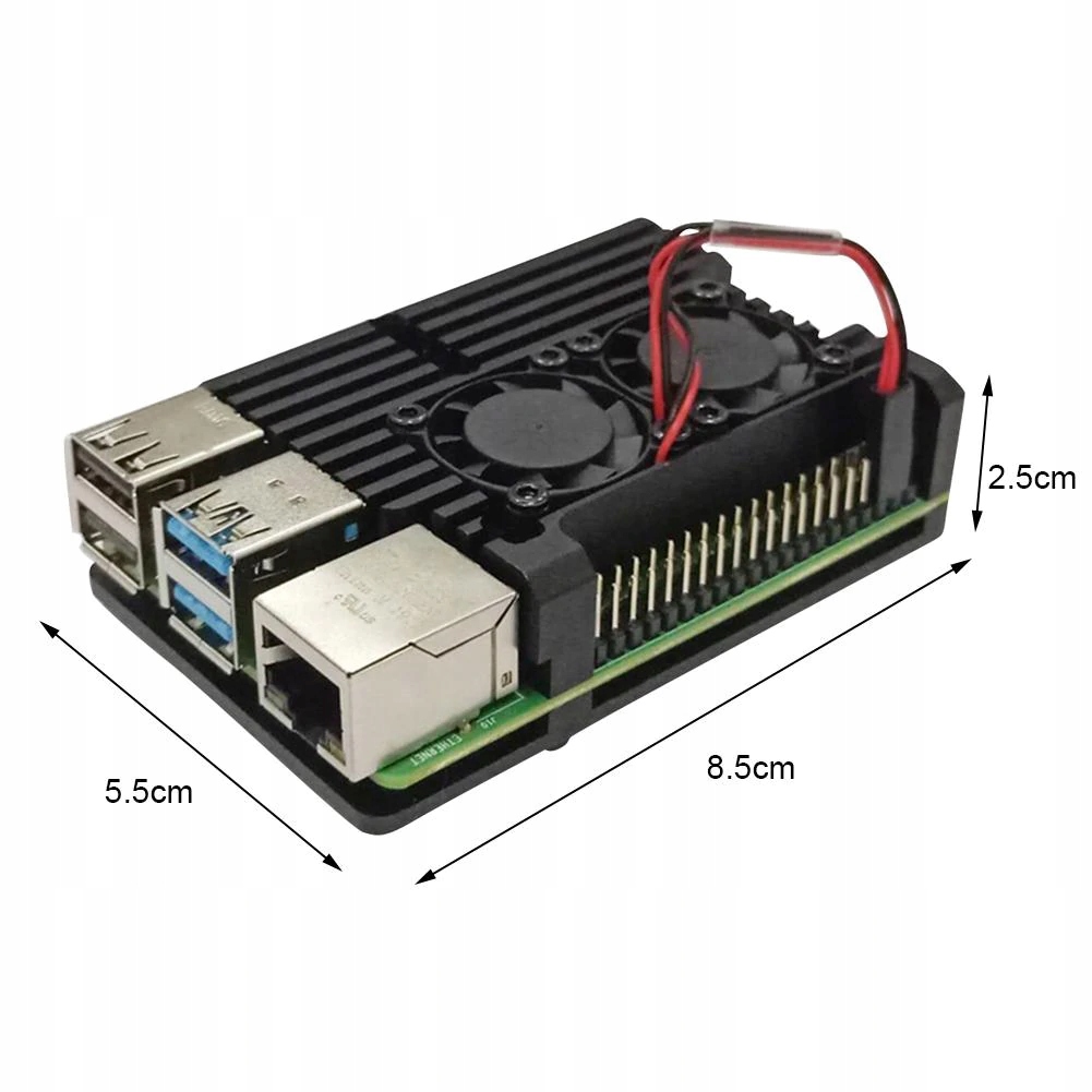 Aluminiowa obudowa z wentylatorem Raspberry Pi 4