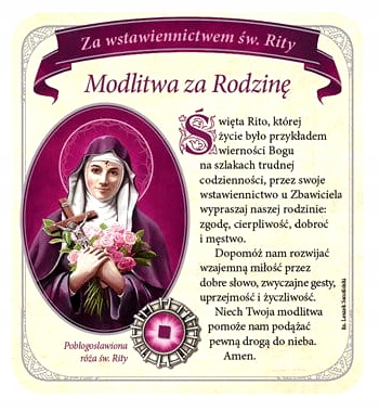 MODLITWA ZA RODZINĘ ZA WSTAWIENNICTWEM ŚW. RITY