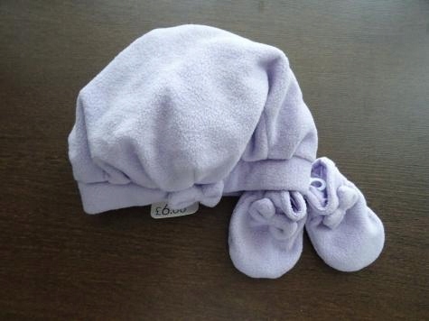 Mothercare 0-3 mc beret rękawiczki fiolet kokardka