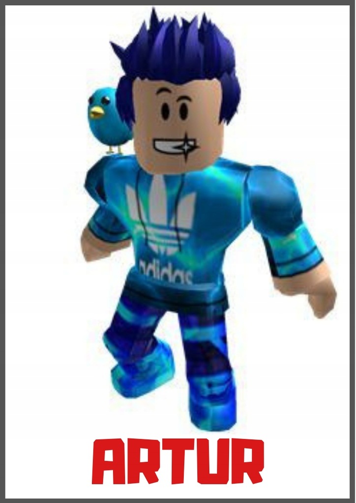 ROBLOX URODZINOWY OPŁATEK POSTAĆ BLUE A4 +NAPIS