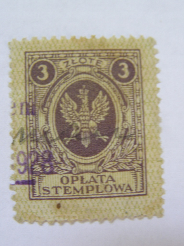 Polska - opłata stemplowa 3 złote 1928 r - revenue