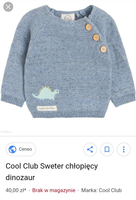 sweter cool club 74 dinozaur