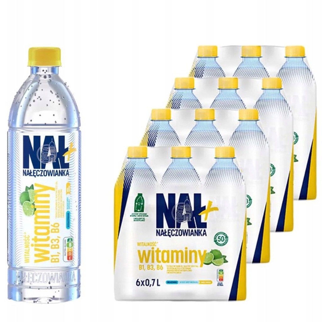 Nałęczowianka Nał+ Napój z dodatkiem witamin smak limonki 0,7 l x 24 sztuk