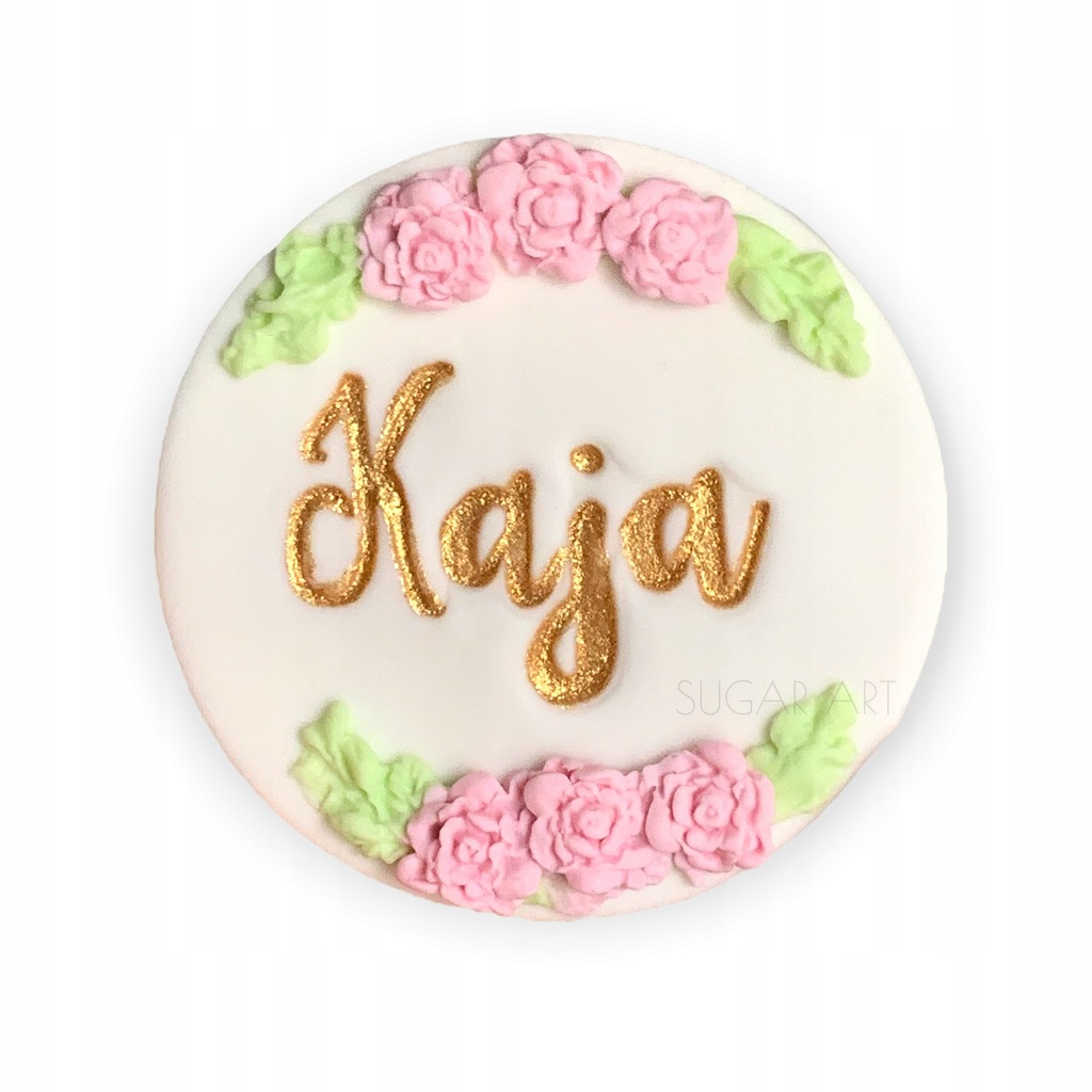 Dekoracja na tort napis imię złote litery róże - 12221026397 - oficjalne  archiwum Allegro