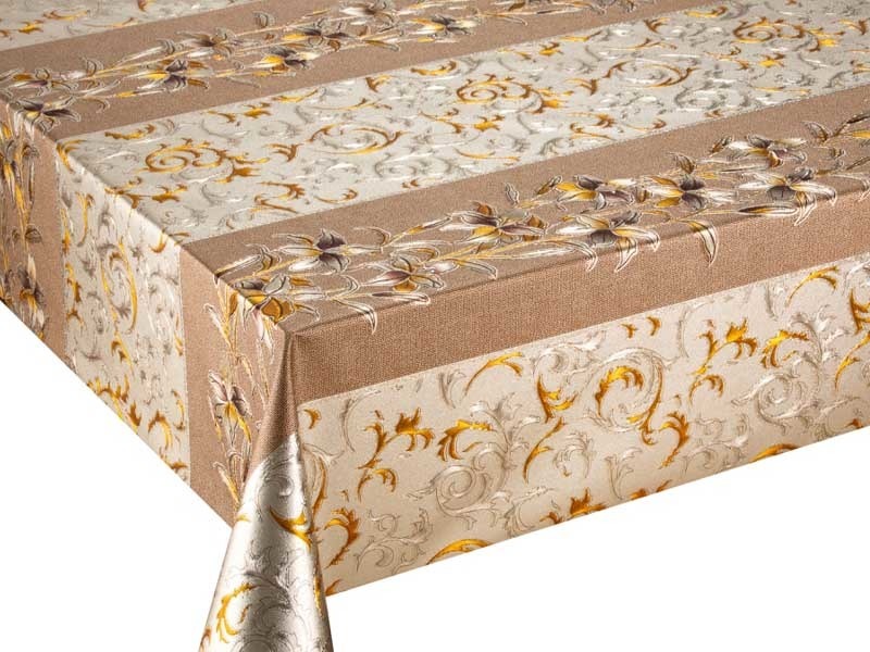 Cerata Obrus Ceratowy Beż Złoto Kwiaty 120x137 cm