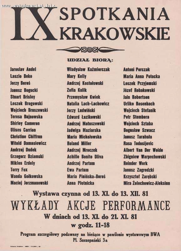 afisz wystawowy IX Spotkania Krakowskie 1981