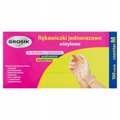 Grosik Rękawiczki winylowe 100szt M