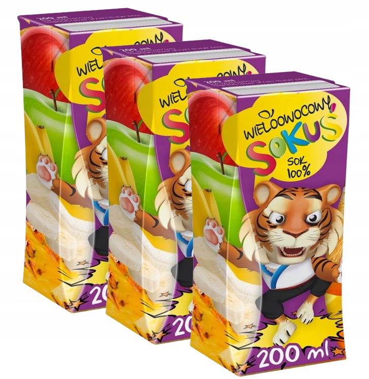 3x Sokuś Sok Wieloowocowy - 200 ml