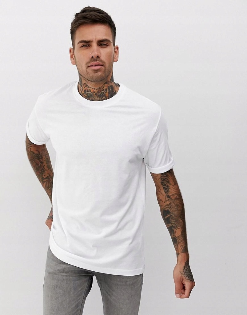 BERSHKA__XDI BIAŁY T-SHIRT BASIC__M