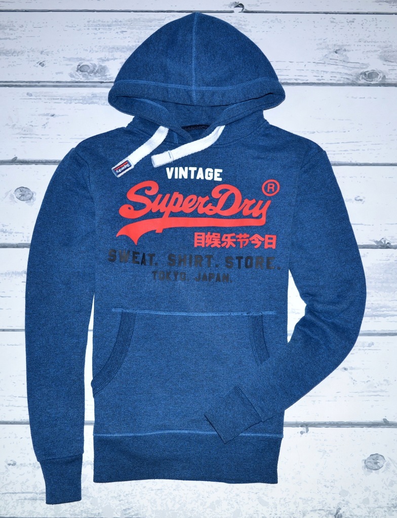 SUPERDRY BLUZA VINTAGE HOOD LABEL BLUE MEN L/XL