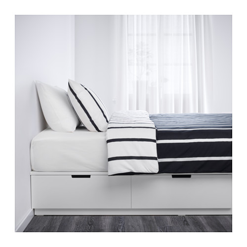 IKEA rama łóżka 160x200 z szufladami NORDLI białe - 7333892833