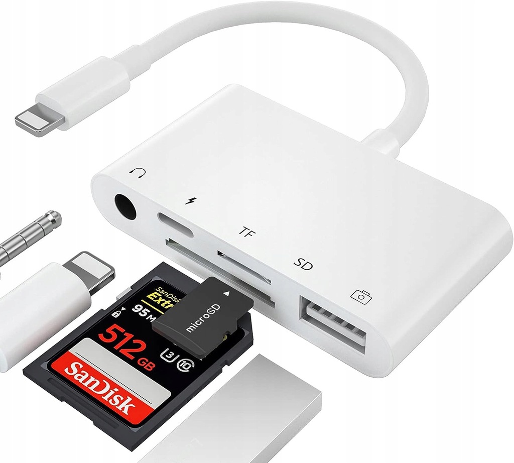 Adapter aparatu USB do iPhone'a 5w1 czytnik kart