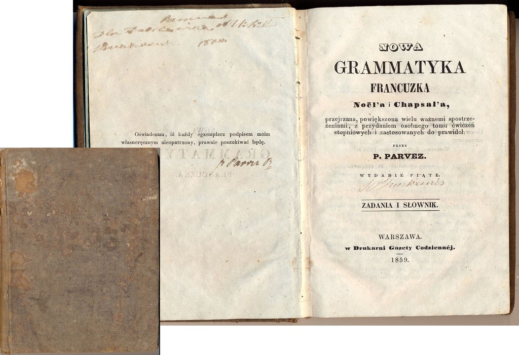 Nowa gramatyka francuska 1859 P. Parvez