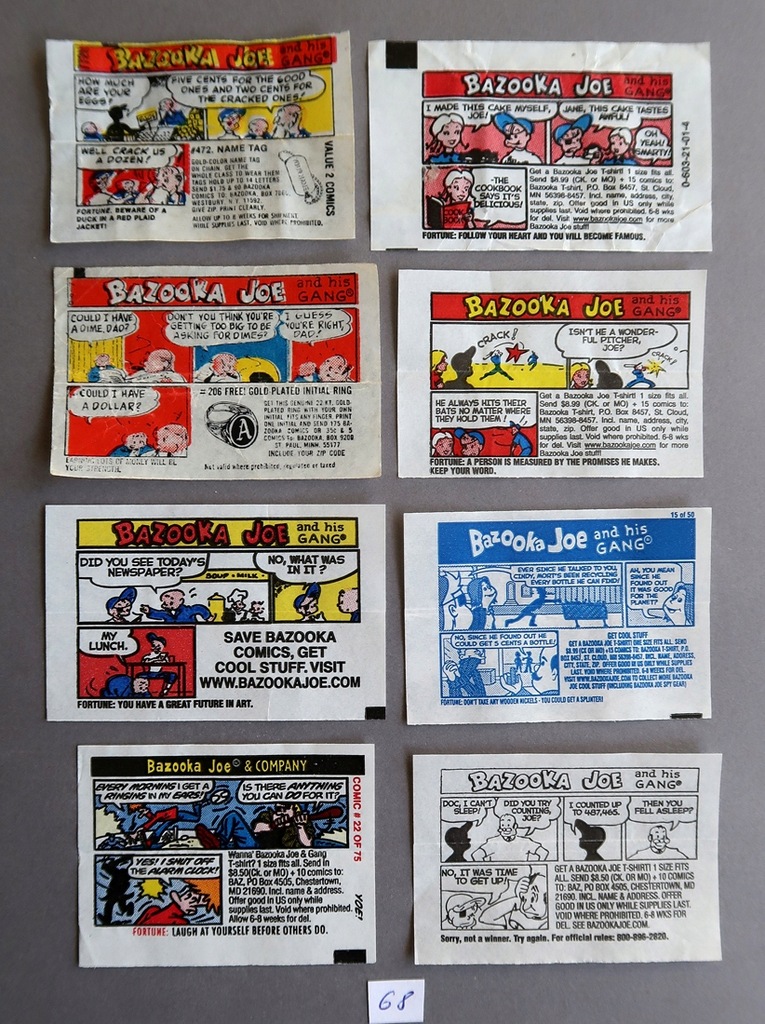 BZ68 - OBRAZKI KOMIKSOWE Z GUM BAZOOKA JOE - USA