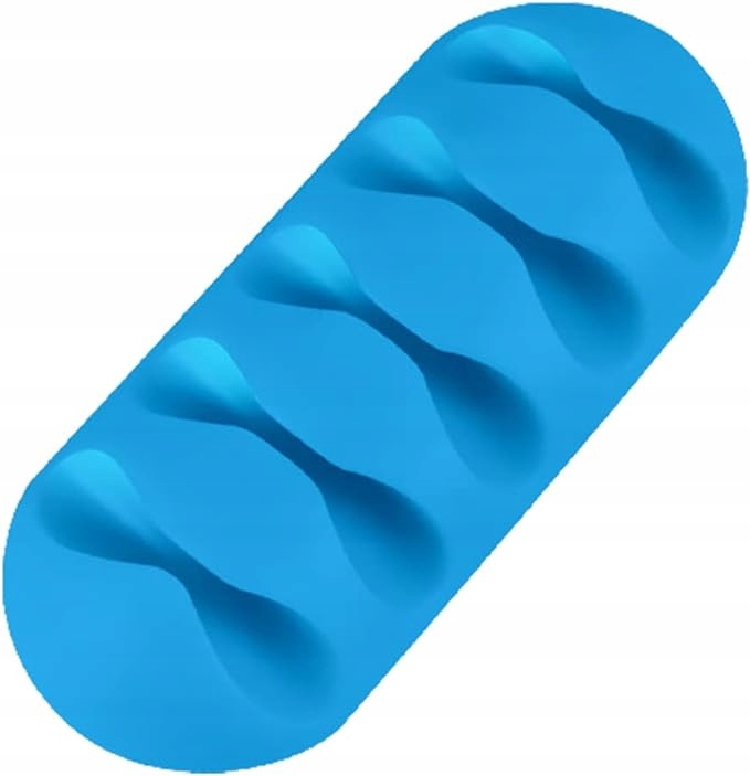 Uchwyt Zaciskowy do 5 Kabli Organizer Mini Silikonowy Samoprzylepny Niebies