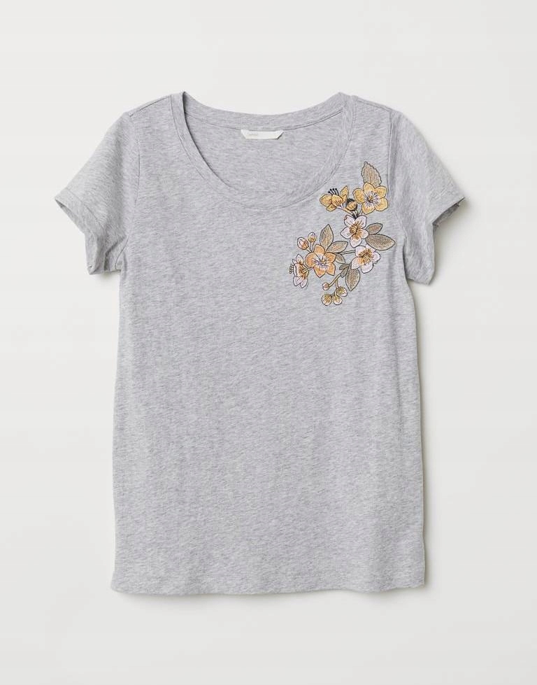 20Z146 H&M MAMA__MJ9 T-SHIRT HAFT KWIATY__L