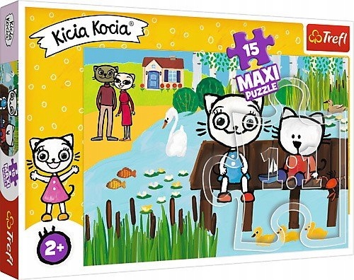 Puzzle 15 elementów Maxi Kicia Kocia nad jeziorem