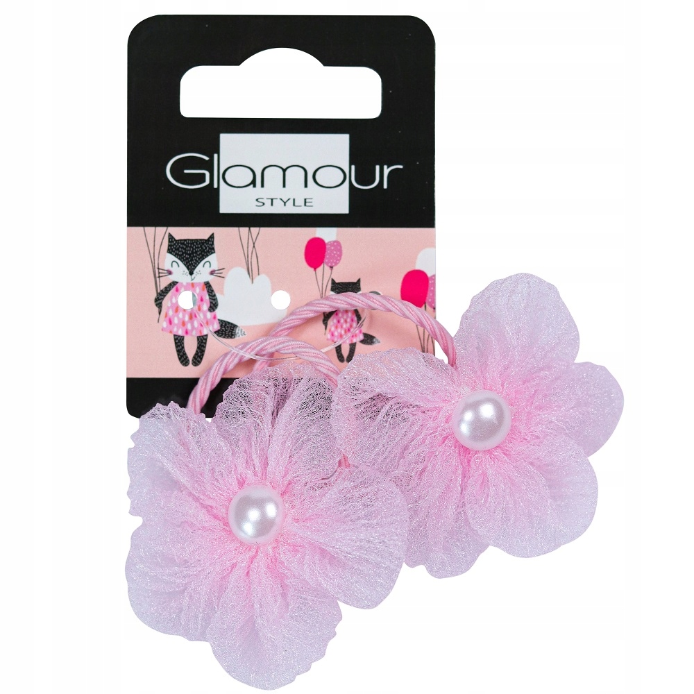 Glamour Kids gumki do włosów Różowe Kwiatki P1