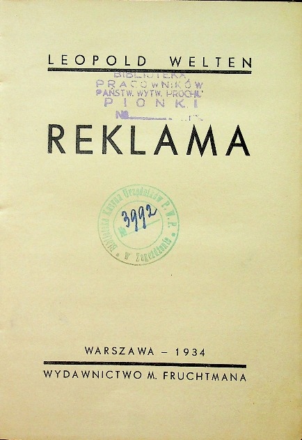 Leopold Welten - Reklama 1934 r.