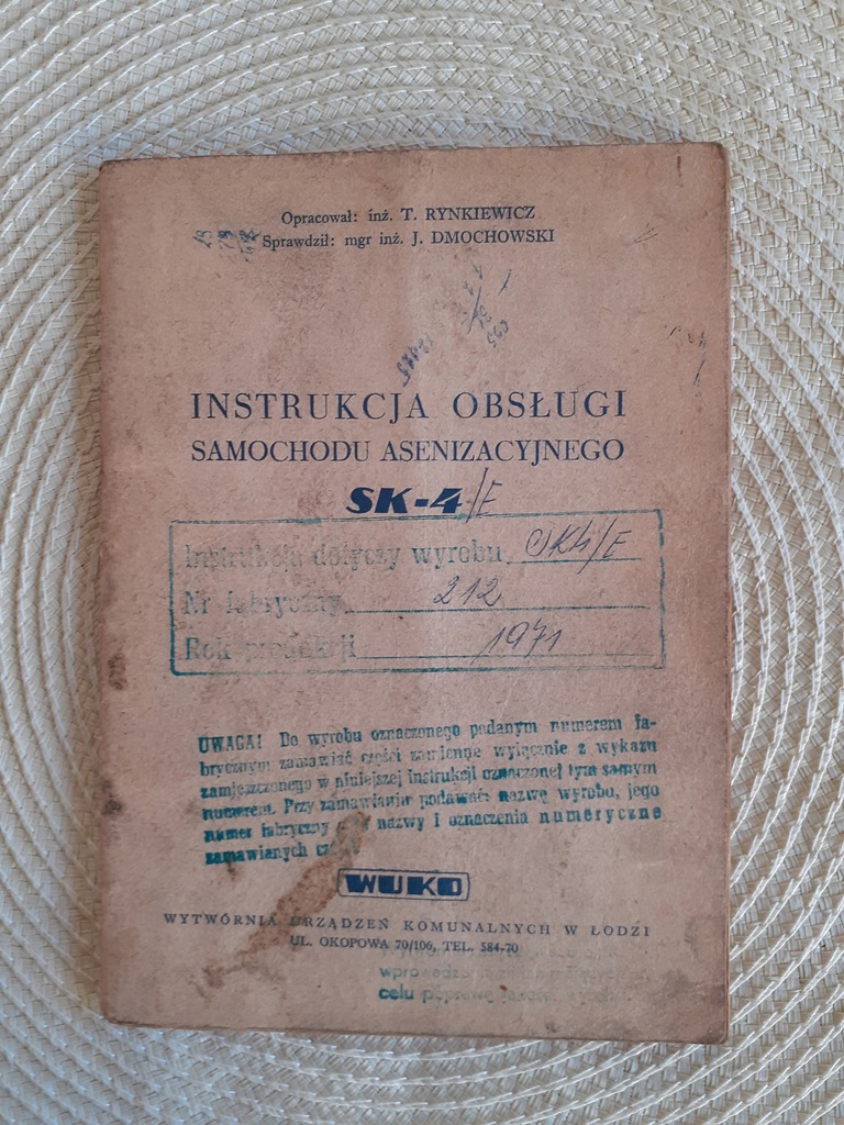 Instrukcja obsługi samochodu asenizacyjnego SK - 4