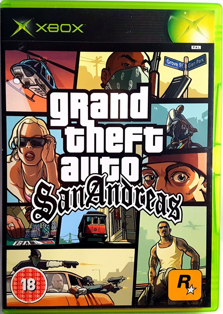 GTA SAN ANDREAS - PIERWSZY XBOX - UNIKAT - STAN BDB - SUPER GRA AKCJI !