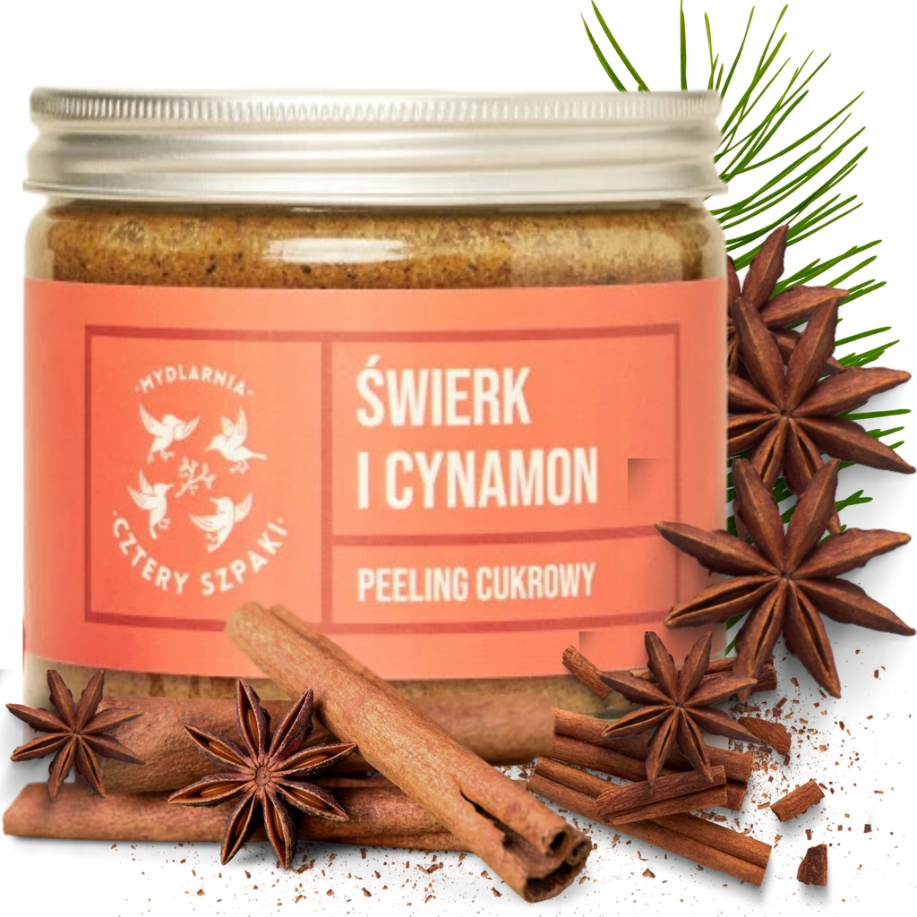 Cztery Szpaki Peeling cukrowy świerk i cynamon 250 ml NATURALNY