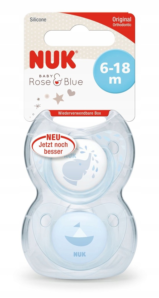 NUK Silikonowe smoczki Baby Blue 6-18m