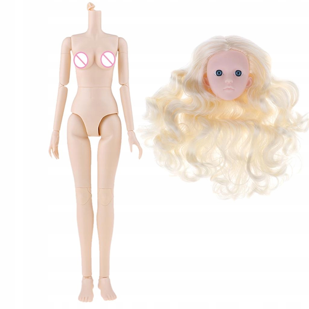 1/4 Doll Body with Head Sculpt Golden Curly Hair,