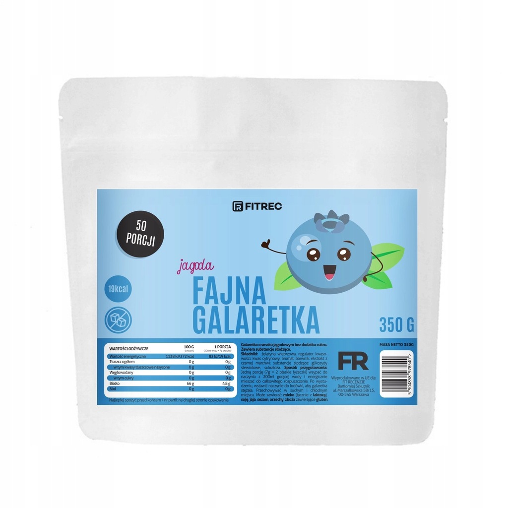 Fajna Galaretka Jagoda FITREC 350 g BEZ CUKRU