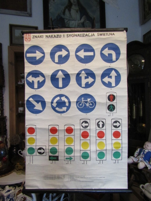 STARA TABLICA POGLĄDOWA ZNAKI NAKAZU z czasów PRL