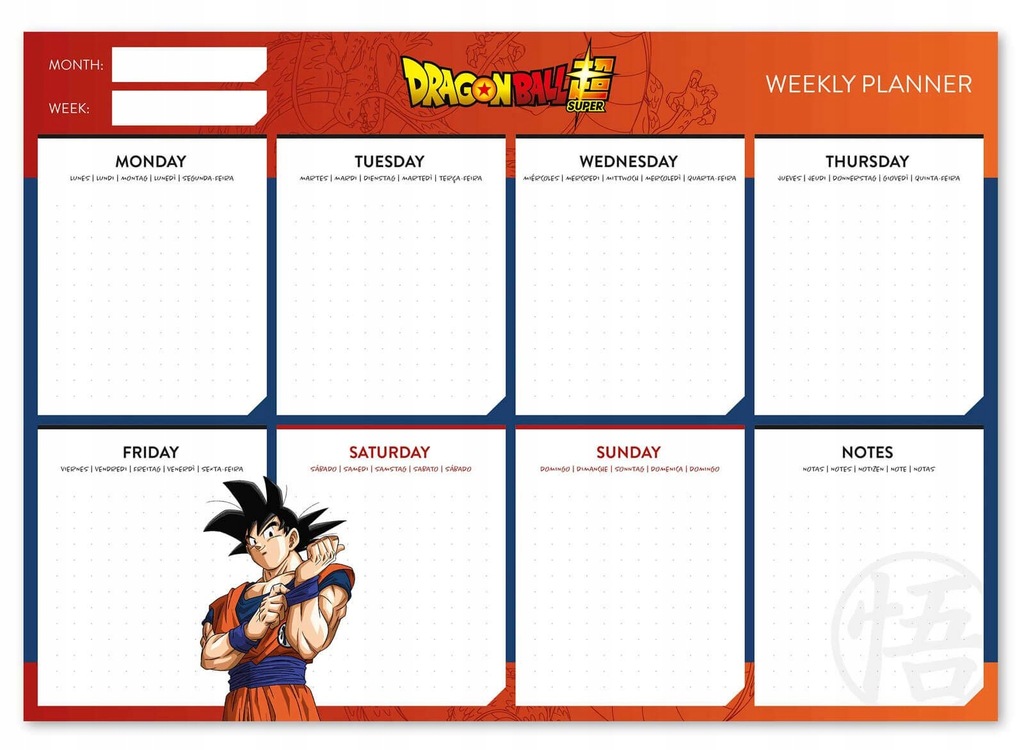 Planer tygodniowy szkolny A4 Dragon Ball anime