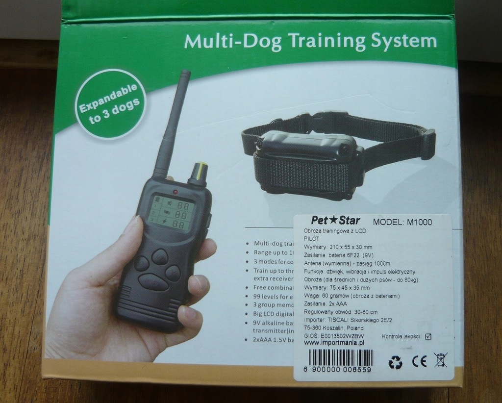 Obroża treningowa PetStar M1000 – zestaw dla 1 psa
