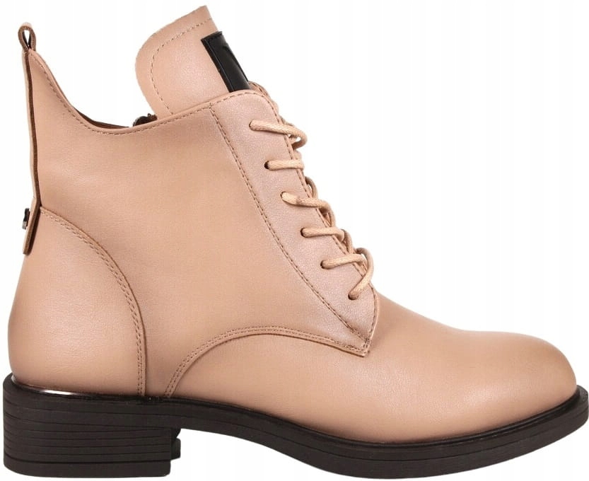 DAMSKIE BOTKI TRZEWIKI NA PŁASKIM OBCASIE BEŻOWE