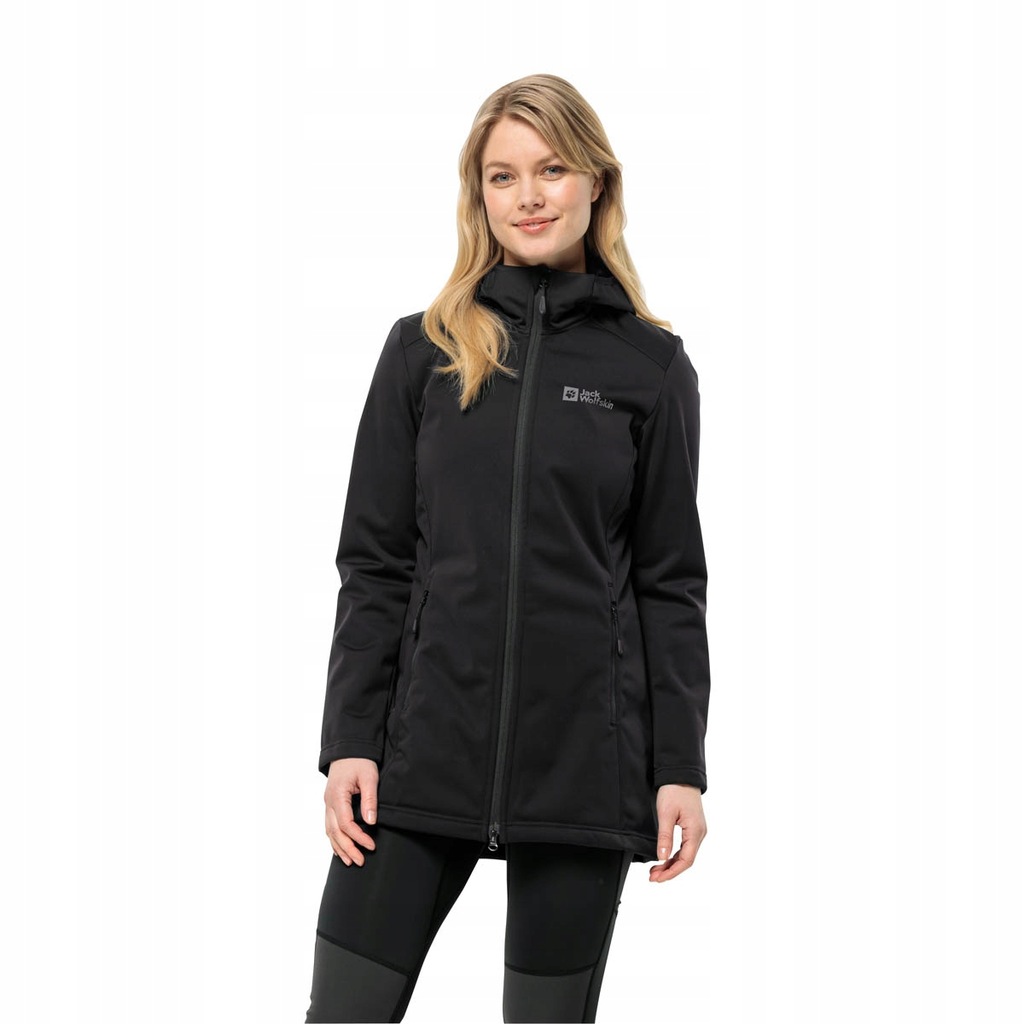 Płaszcz softshellowy damski z kapturem Jack Wolfskin Windhain Coat XS