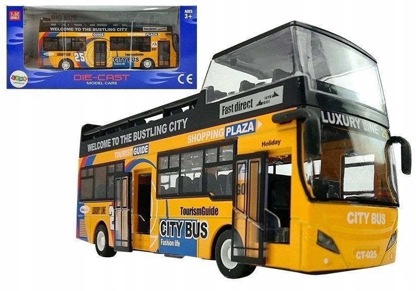 AUTOBUS PIĘTROWY 1:32 ŻÓŁTY, LEANTOYS