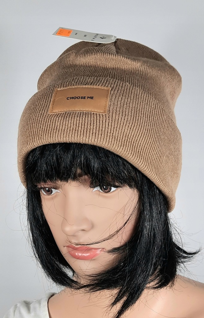 MORAJ Ciepła zimowa czapka beanie akryl beżowa