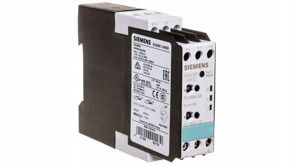 Przekaźnik kontroli izolacji sieci IT-400V AC 1-100kOhm 24-240V AC/DC