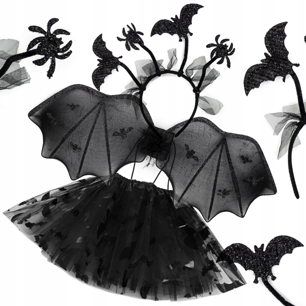 HALLOWEEN STRÓJ PAJĘCZARKA NIETOPERZ KOSTIUM TUTU