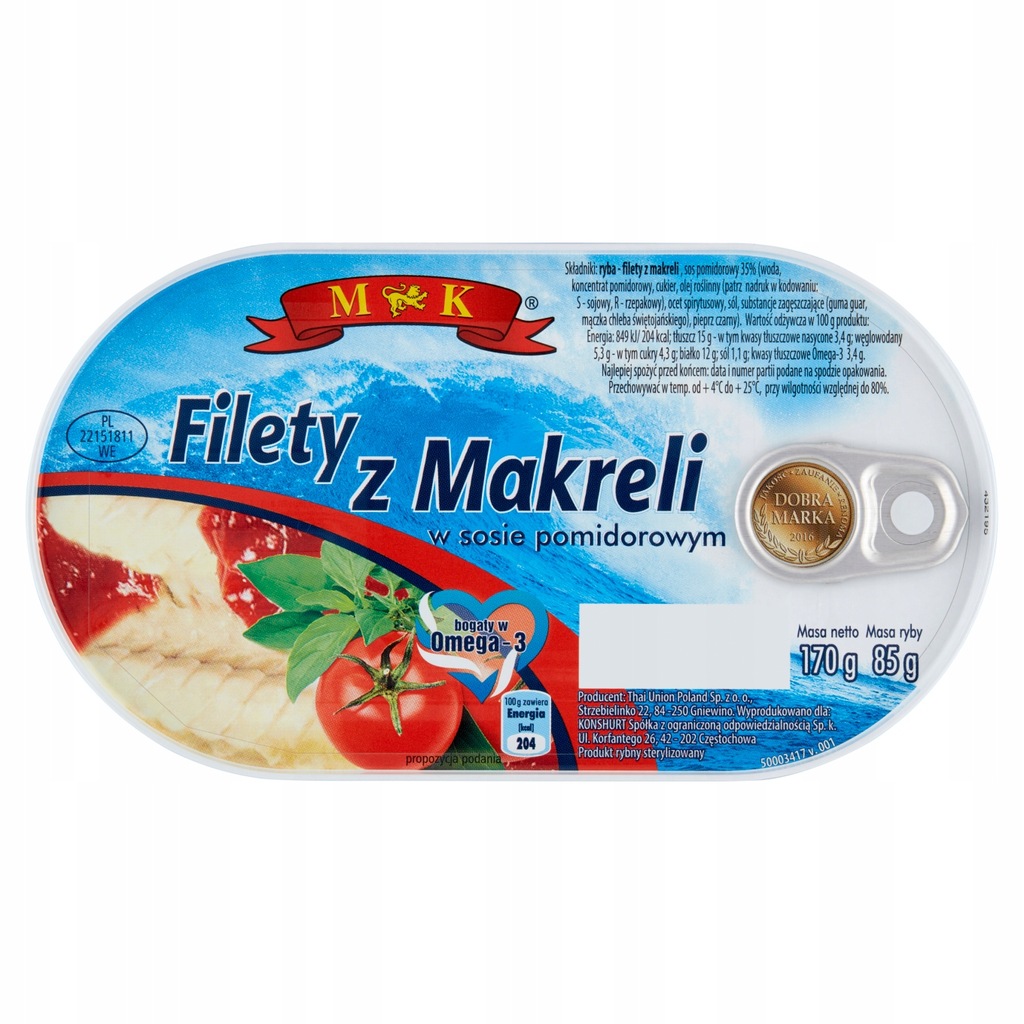 MK Filety z makreli w sosie pomidorowym 170g