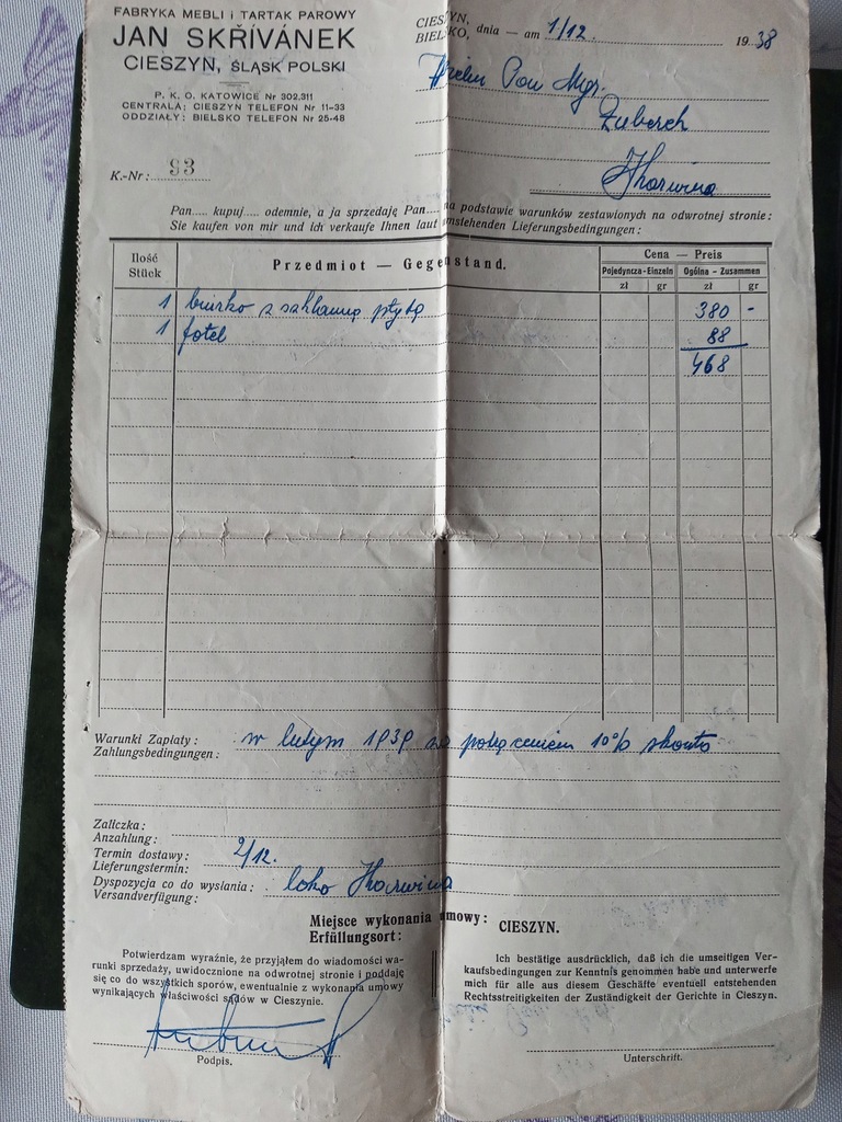 Umowa J.Skrivanek Cieszyn Śląsk Polski