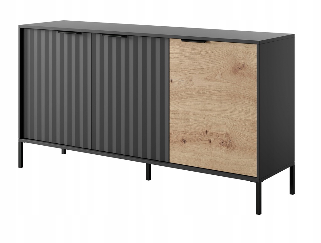 Pojemna KOMODA RODOS 153 Półki CZARNY DĄB ARTISAN