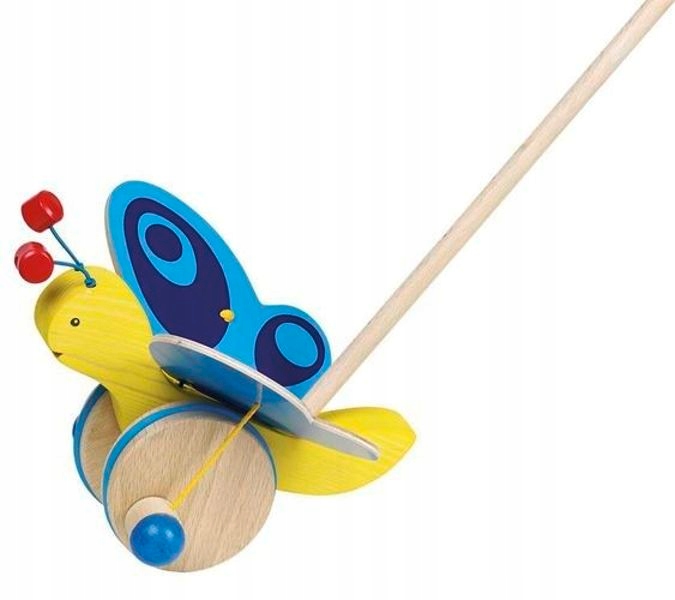 Drewniana zabawka do pchania błękitny Motyl Goki