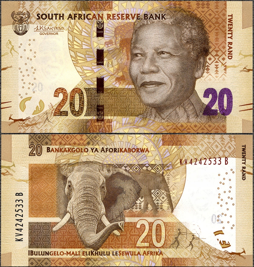 RPA - 20 Rand 2015 * P139b * Mandela i słoń