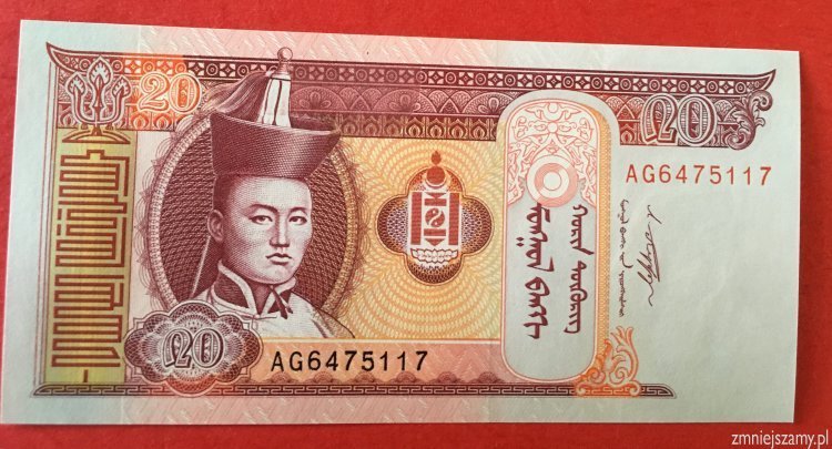 Mongolia - 20 tugrików  z paczki bankowej dla WOŚP
