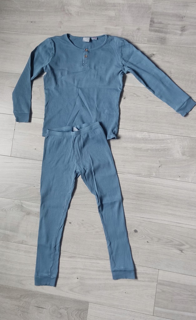 Zara piżama komplet prążkowana blue r. 140 cm