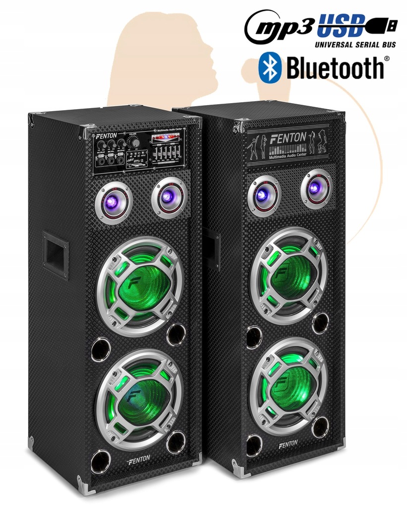 AKTYWNE KOLUMNY FENTON KA-28 1200W ! LED BT USB SD