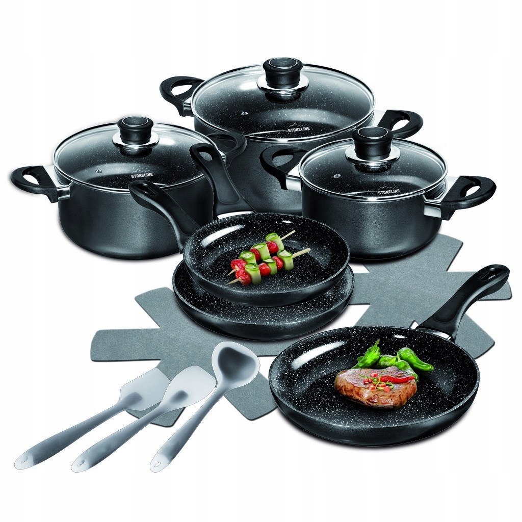 Stoneline Ceramic Cookware Set of 14 15710 3 pans; 8583052307