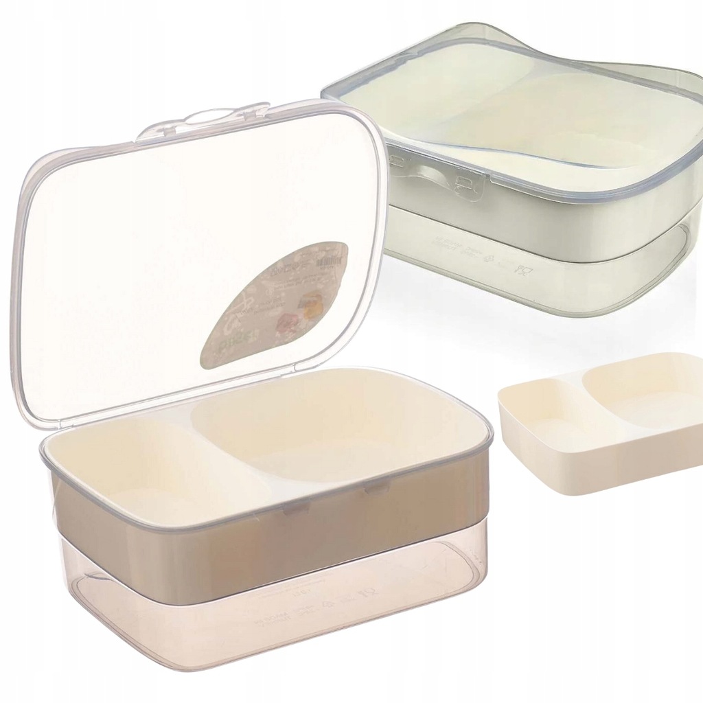 LUNCHBOX PIĘTROWY POJEMNIK ŚNIADANIÓWKA DUŻA SZARY POJEMNIK ŚNIADANIE